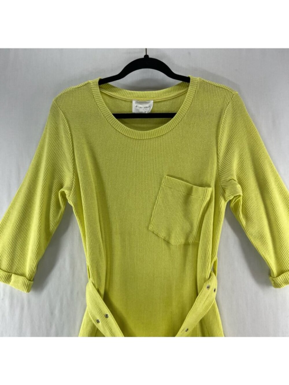 Line & Dot Luna Rib Knit Belted Shift Dress Womens M Pocket Pullover Lime Green - Picture 4 of 12